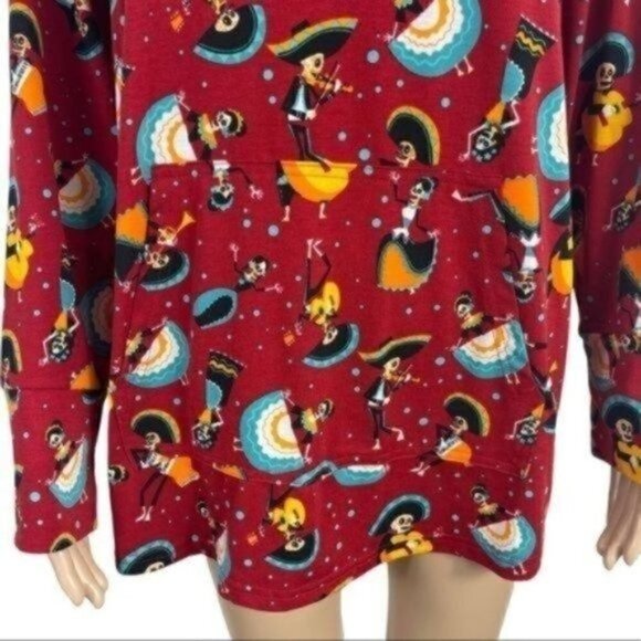 Lularoe Day Of The Dead Amber Hoodie tunic top size XL - Picture 8 of 13